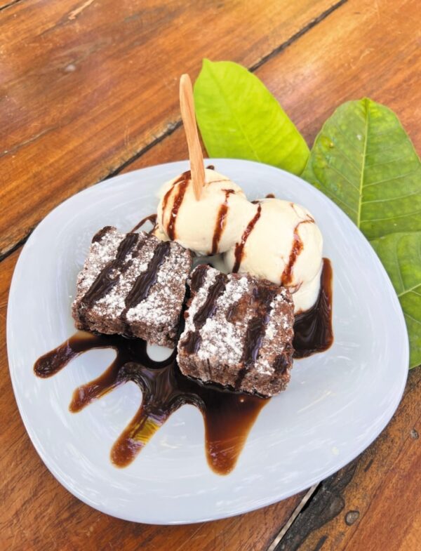 Brownie con helado